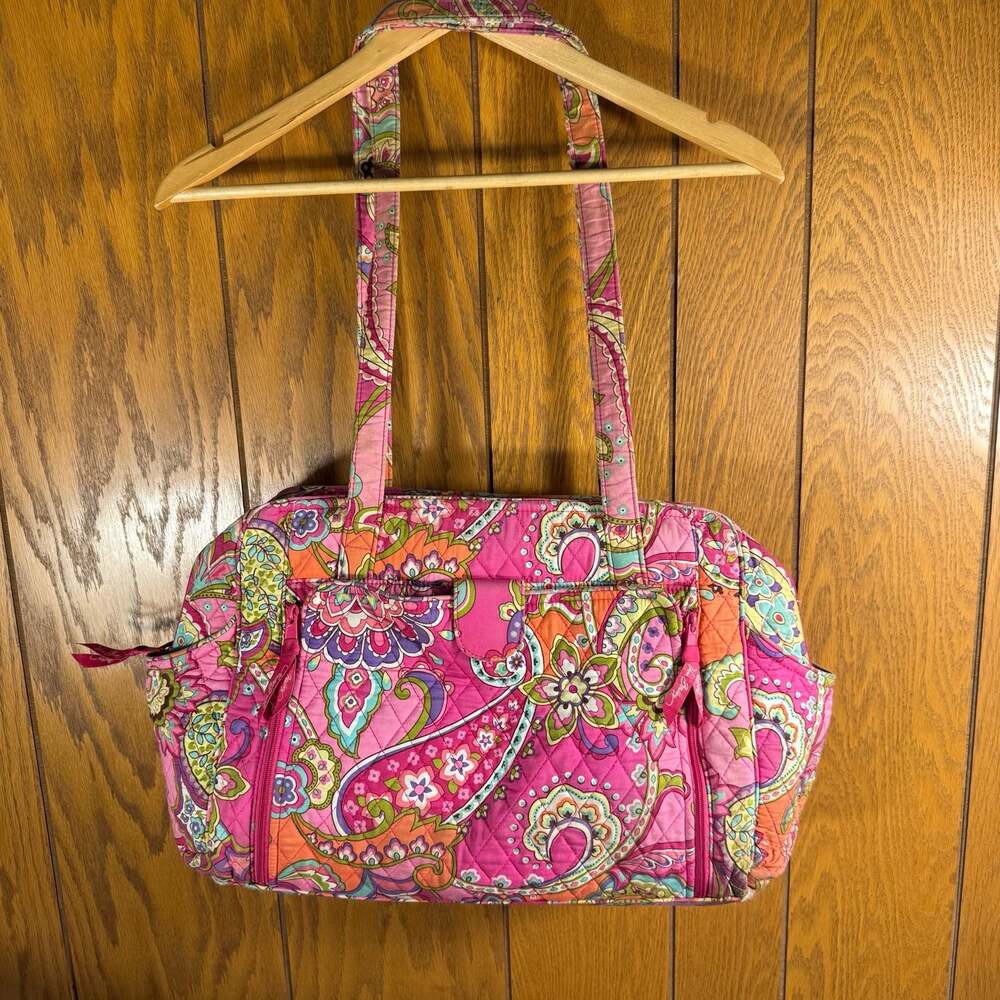 Vera Bradley Quilted Pink Paisley Weekender Travel Duffel Bag